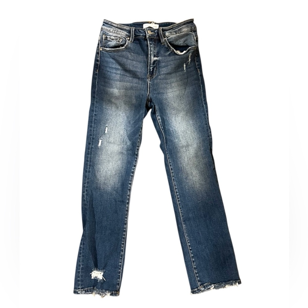 Risen Jeans High Rise Straight Leg Distressed Size 7/28 NWT